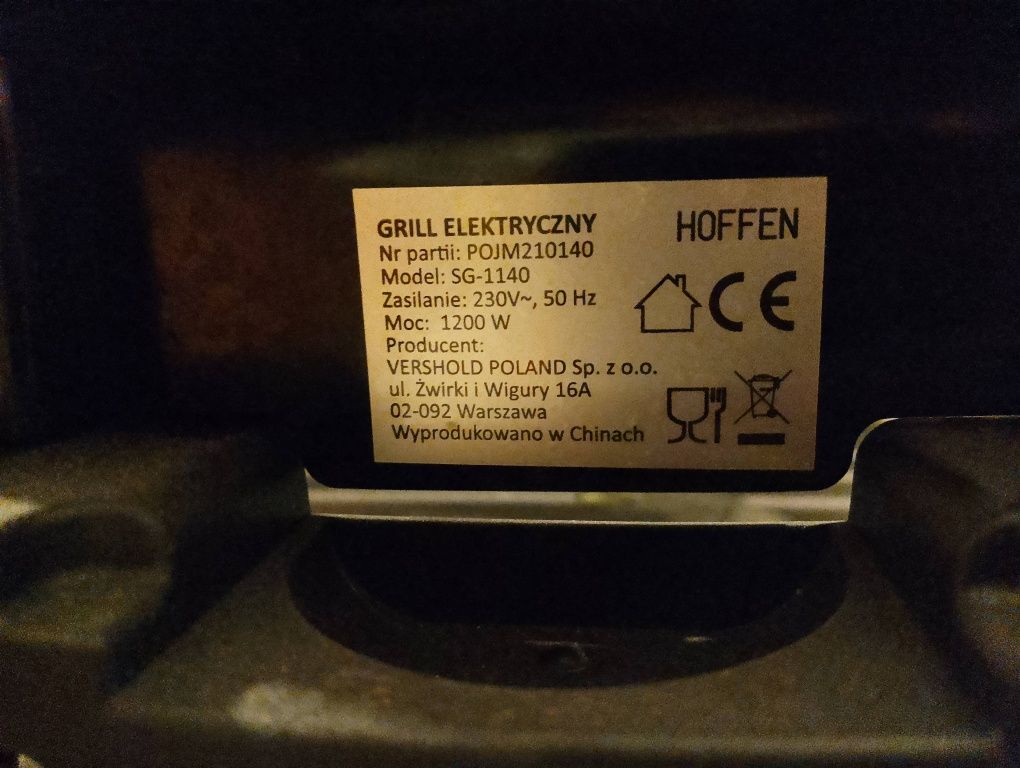 Grill elektryczny hoffer POJM210140