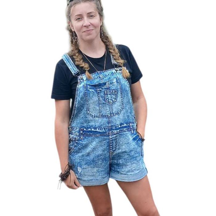 Джинсовий комбінезон вагітним  шортами 48 50 розмір