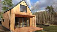 Nowoczesny dom typu stodoła domek z drewna 35m