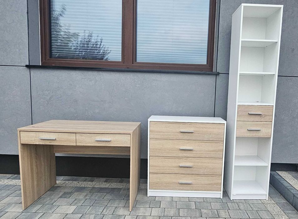 Zestaw mebli dąb sonoma komoda regał biurko półka Pszczółki używane