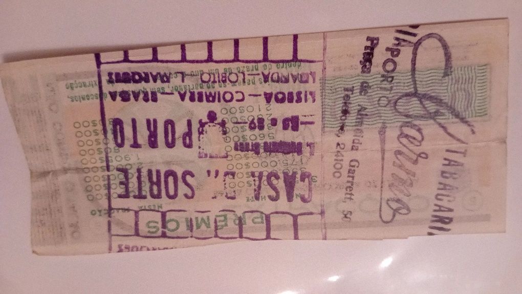 Bilhete Lotaria 25 Abril 1974