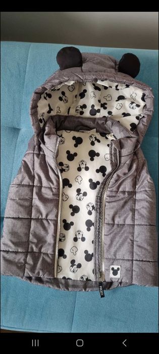 Kamizelka ciepła bezrękawnik H&M szara 86  Micky Mouse