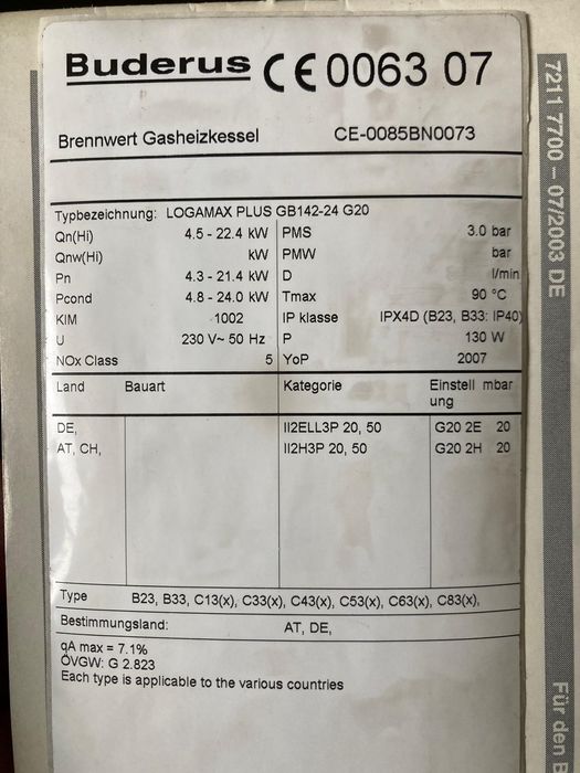 Piec gazowy kondensacyjny Logamax Plus GB142 Buderus + bojler 130 l