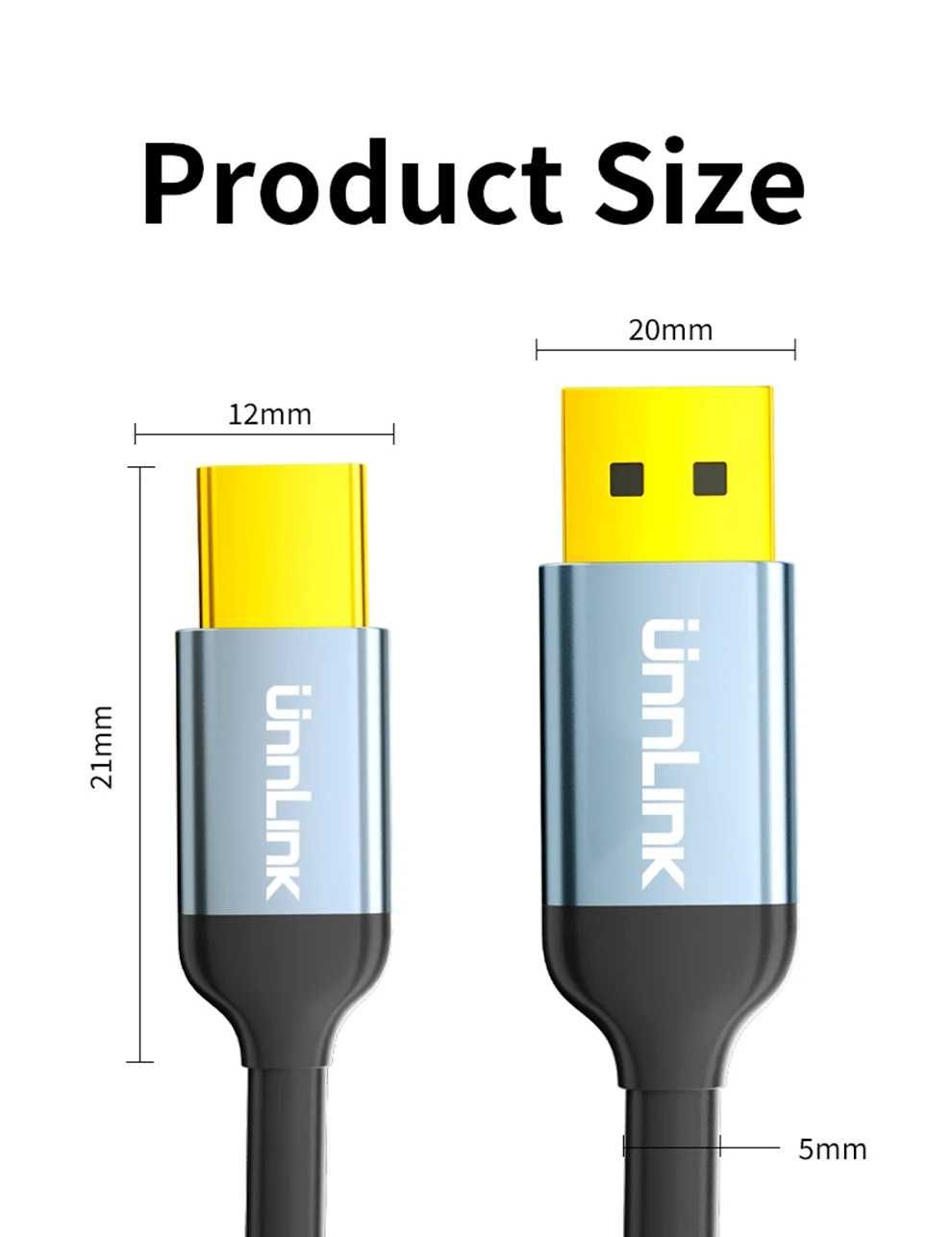 Кабель Unnlink USB-C to DisplayPort DP1.4 1/2/3m 8K/60Hz, 4K/144Hz