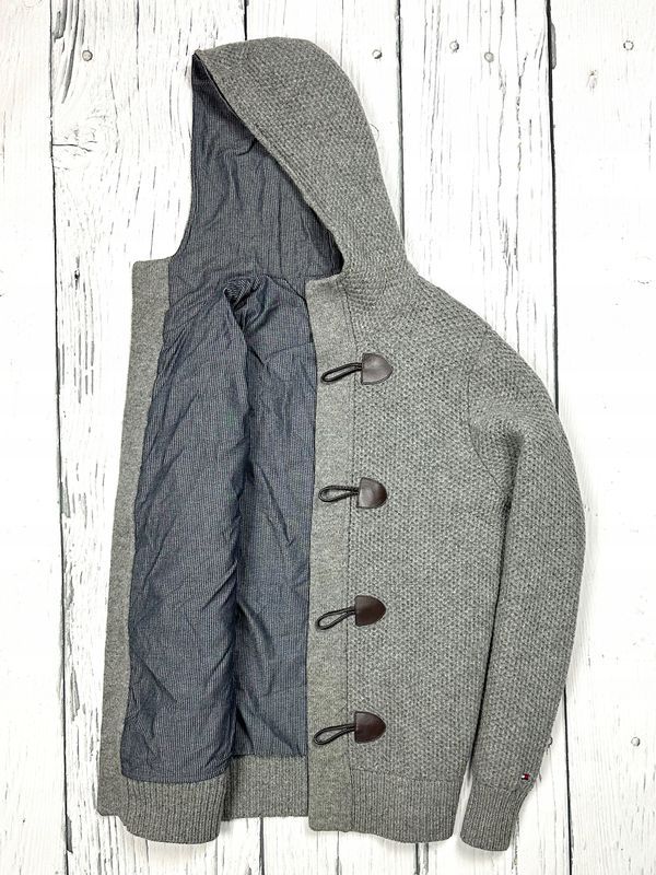Tommy Hilfiger Wełniana Bluza Rozpinana z Kapturem Damska Logowana r.