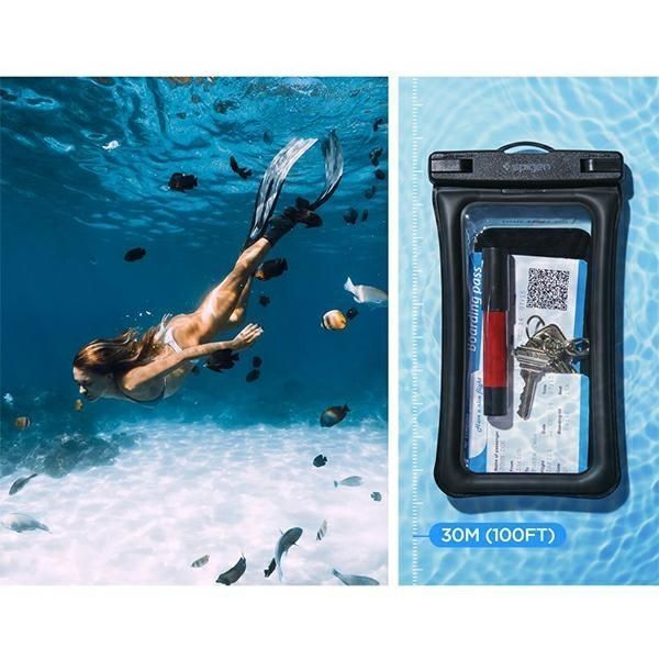 Spigen Waterproof Case A610 Universal Czarny/Black Amp04529