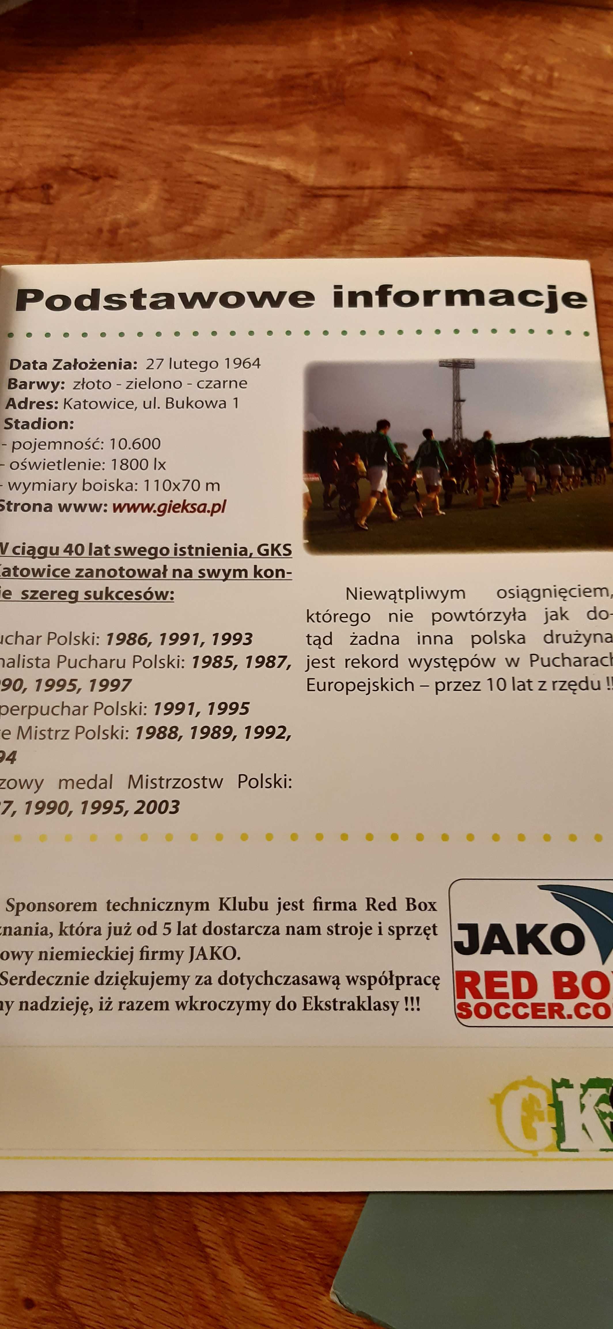 pamiątka sportowa stara oferta marketingowa gks katowice