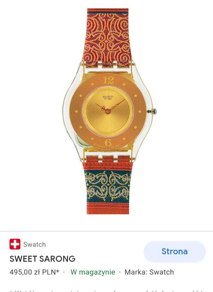 Śliczny zegarek Swatch Sweet Sarong