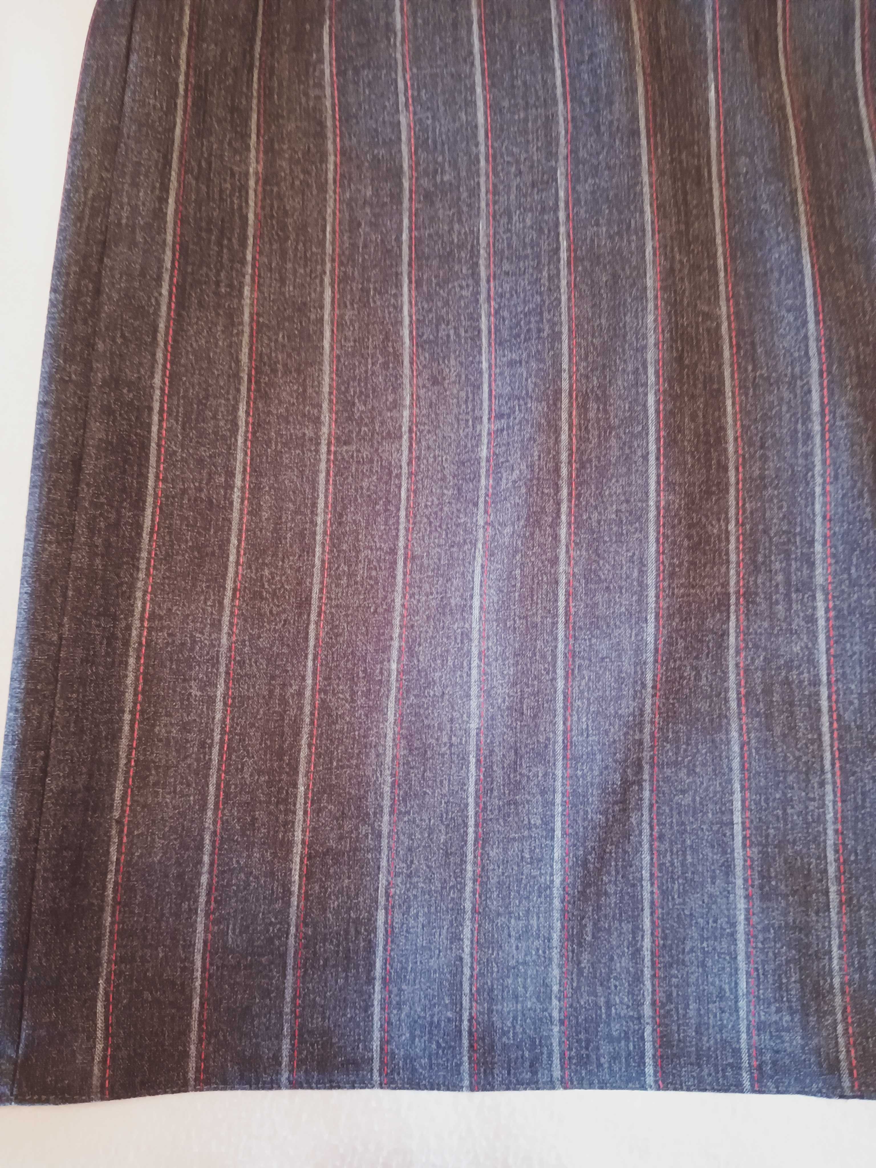 Spódnica damska wąski krój kolor grafitowy, delikatne paseczki M 36/38