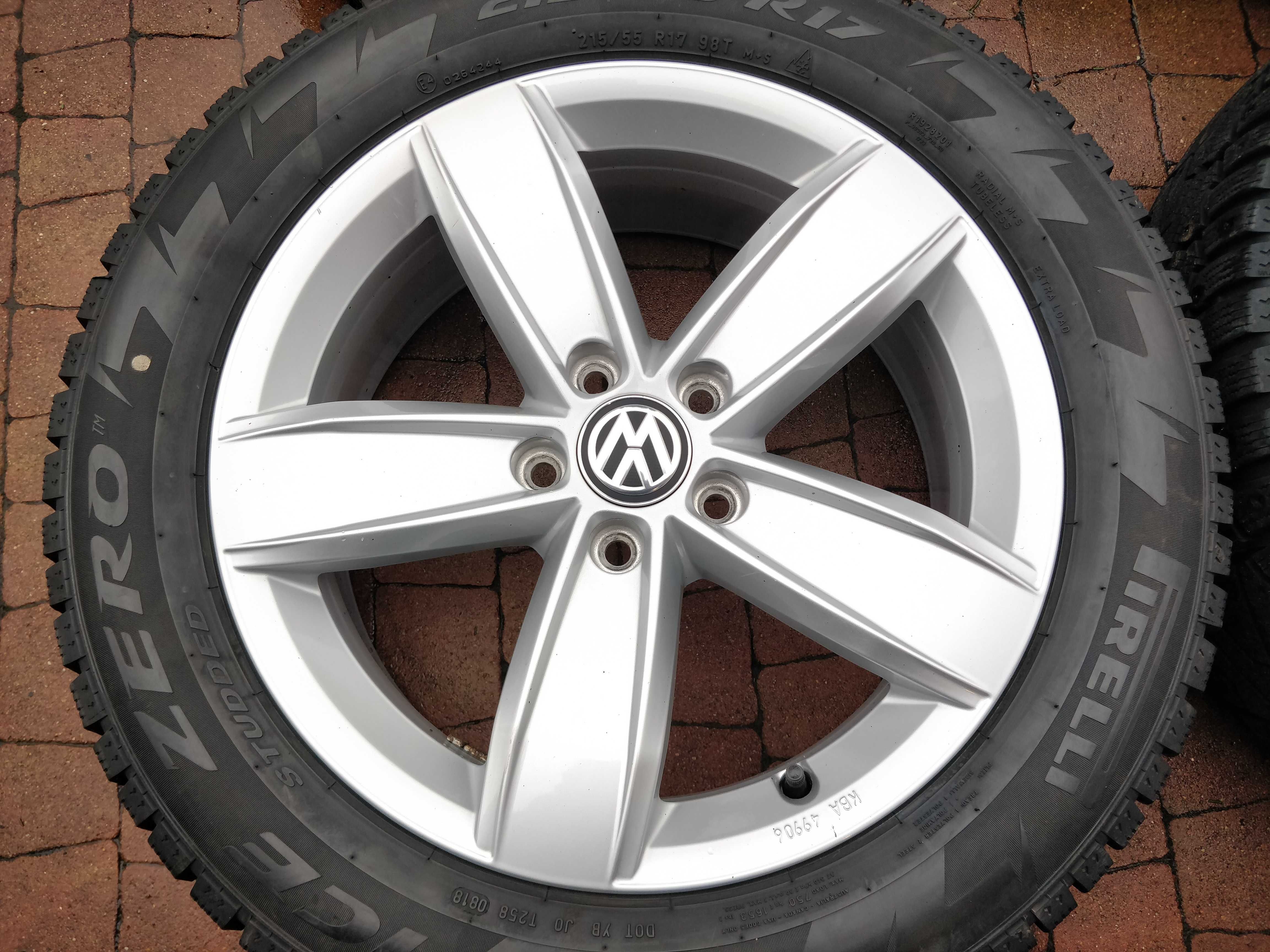 3326. Koła zimowe Tiguan II oryginał 5x112 ET38 215/65/17 8/8.7mm 24r