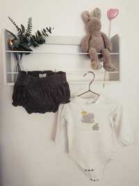 Conjunto bebé menina calções/fofo+body+camisola 6-9 meses ZY/ZARA