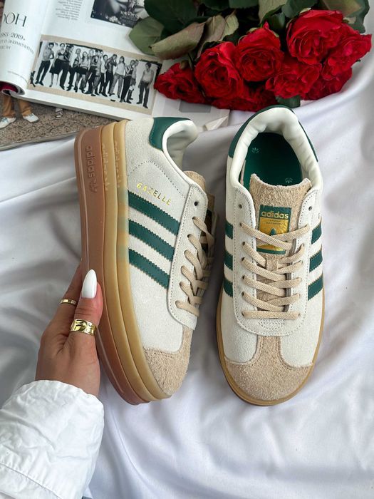 Кросівки Adidas Gazelle Bold Beige/Green premium
