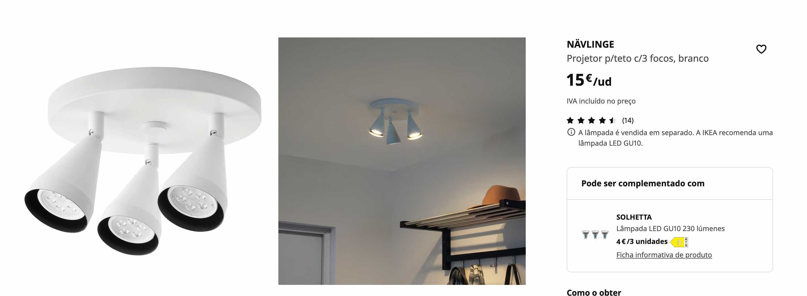 Iluminação teto NAVLINGE IKEA
