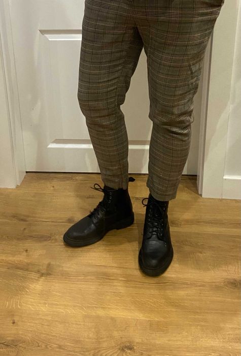 4 Pary spodni 7/8 męskie krata (Zara, Pull&Bear)