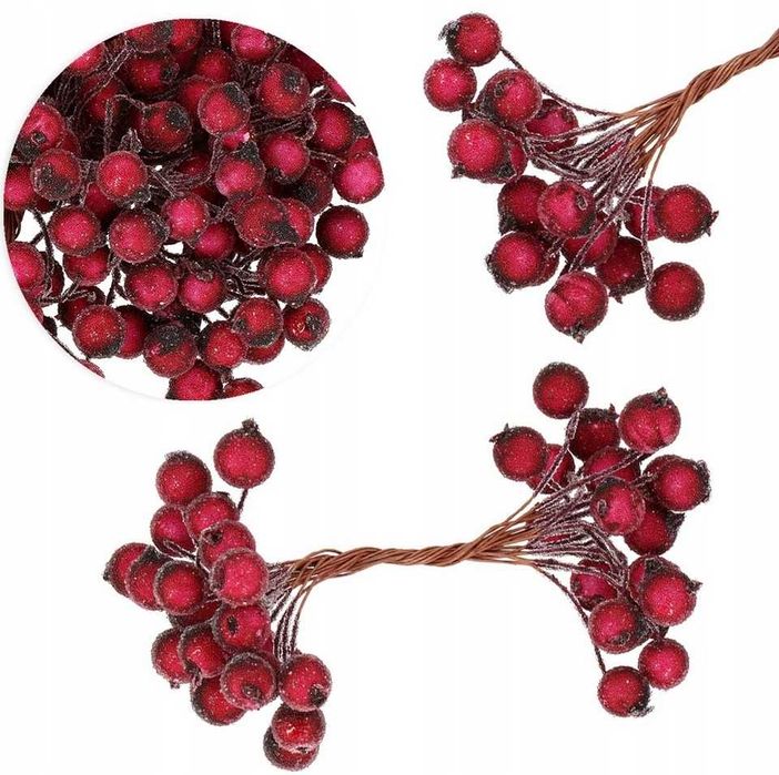 JARZĘBINA czerwona mrożona na choinkę stroik ozdoba oszroniona  40 szt