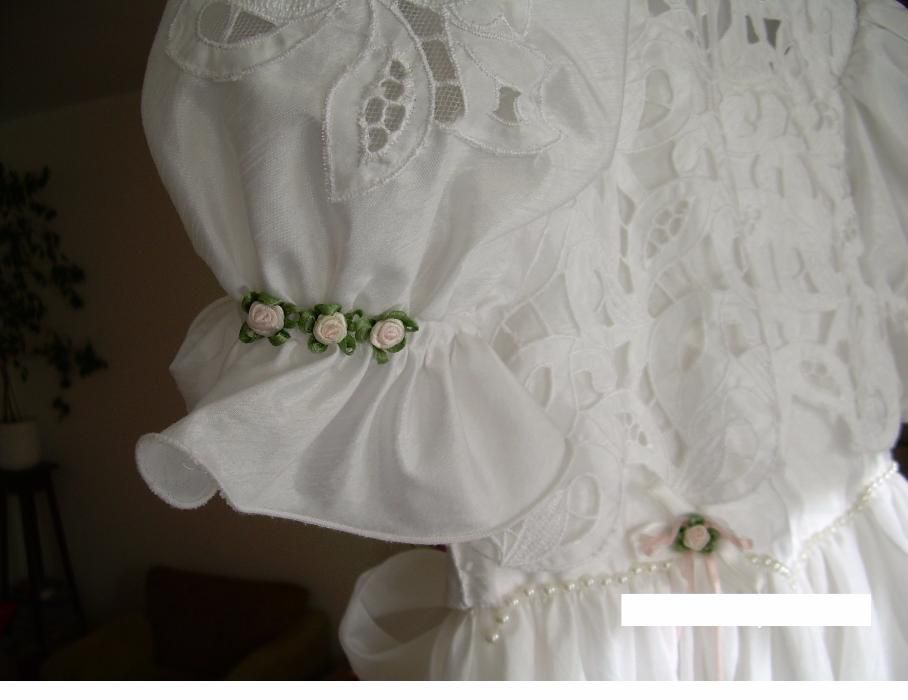 Sukienka komunijna z koronką richelieu + dodatki