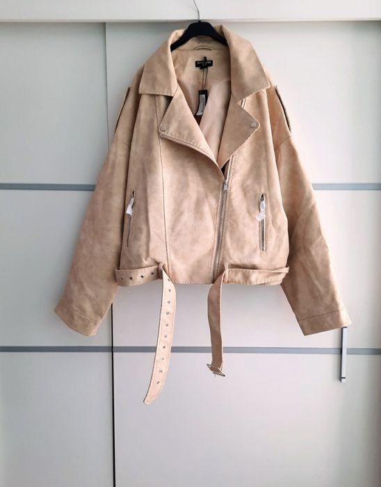 Nowa Kurtka  ramoneska plus size damska kremowa beżowa eko skóra hit
P