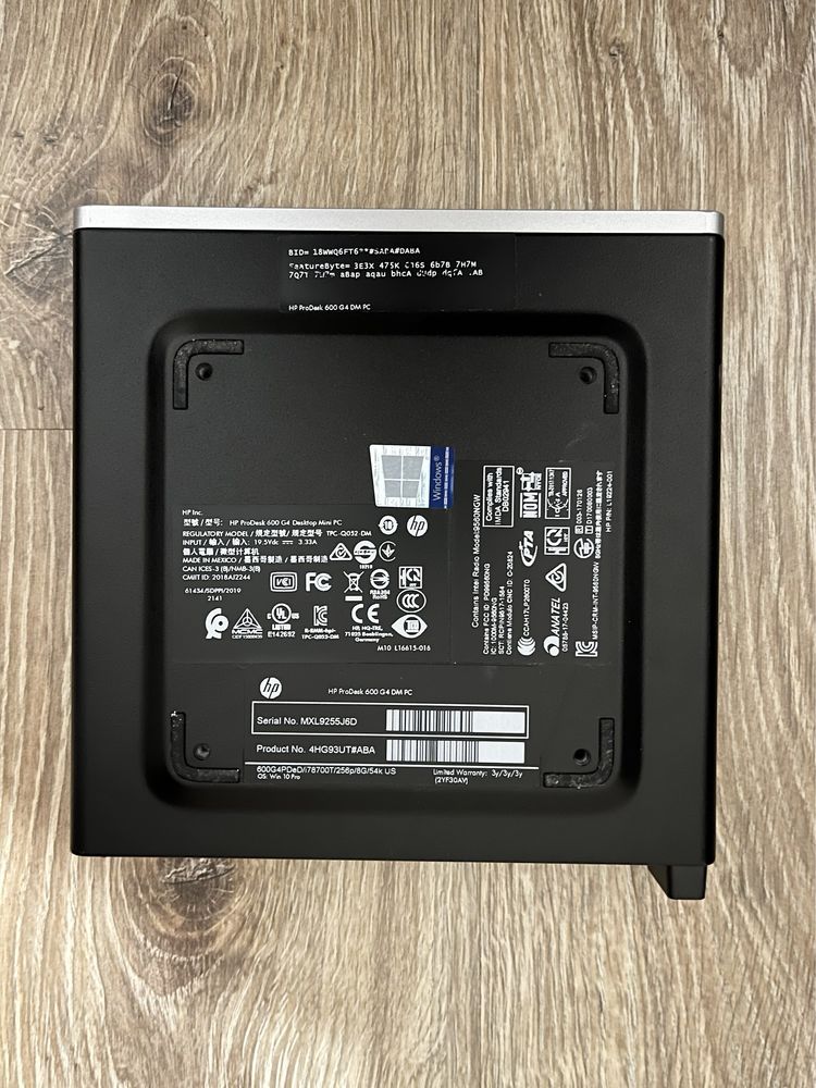 HP ProDesk 600 G4 Mini i7-8700T 2.4 GHz/8 GB RAM/Wi-Fi+Bluetooth®