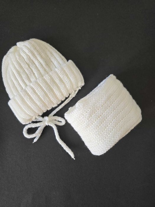Czapka + szalik zimowy dla noworodka r.56