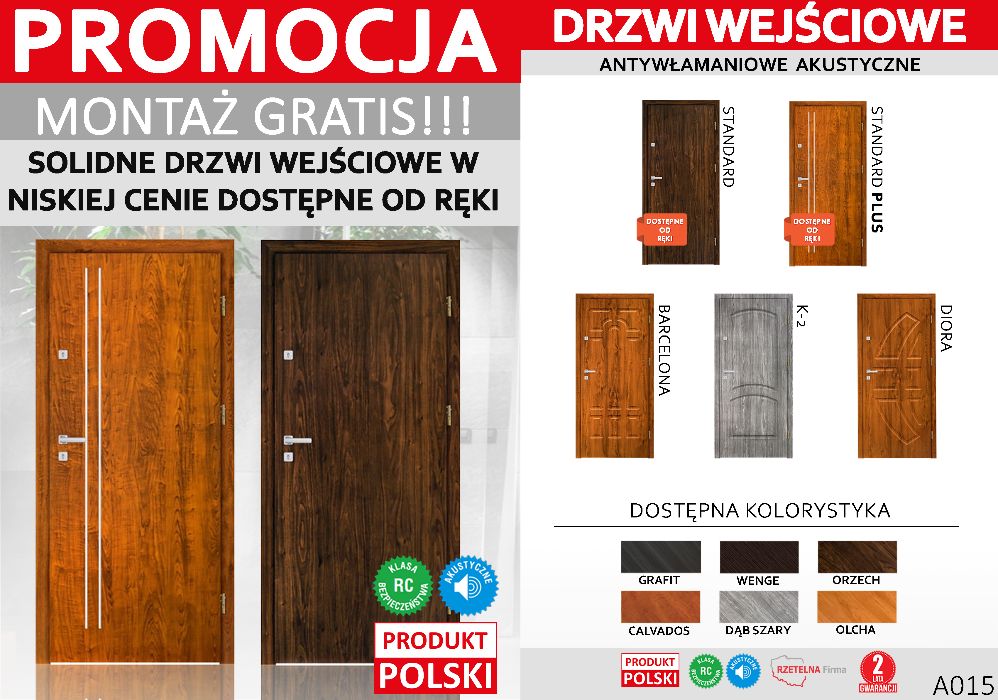 DRZWI WEJŚCIOWE do mieszkania, zewnętrzne, wewnątrzklatkowe z montażem