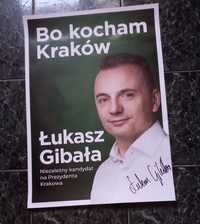Plakat wyborczy Łukasza Gibały z Autografem