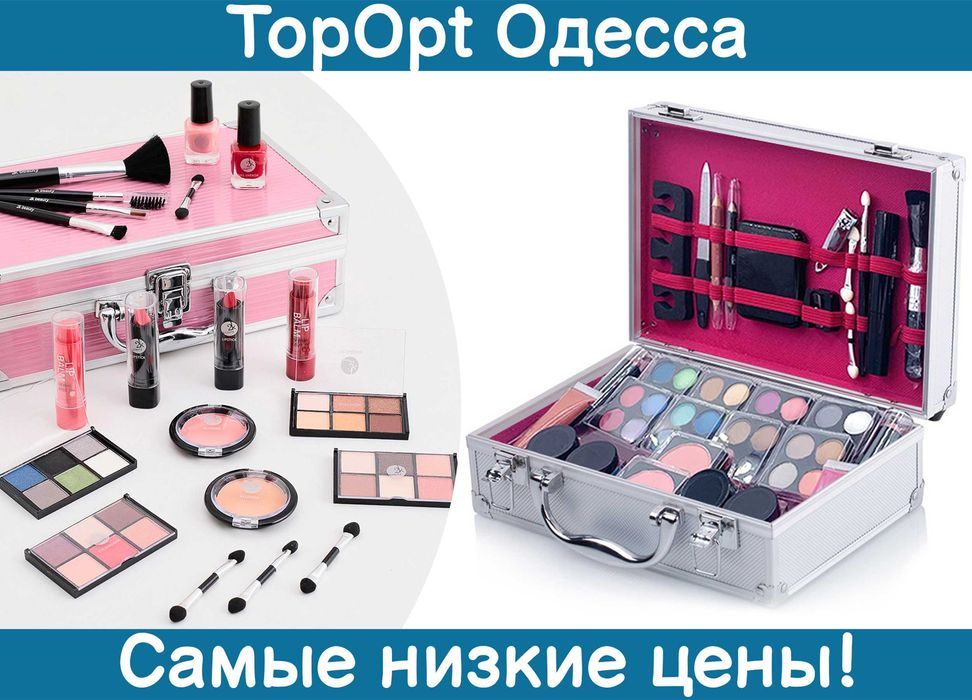 Набір косметики в чемодан для макіяжу, набір візажиста палетка тіней