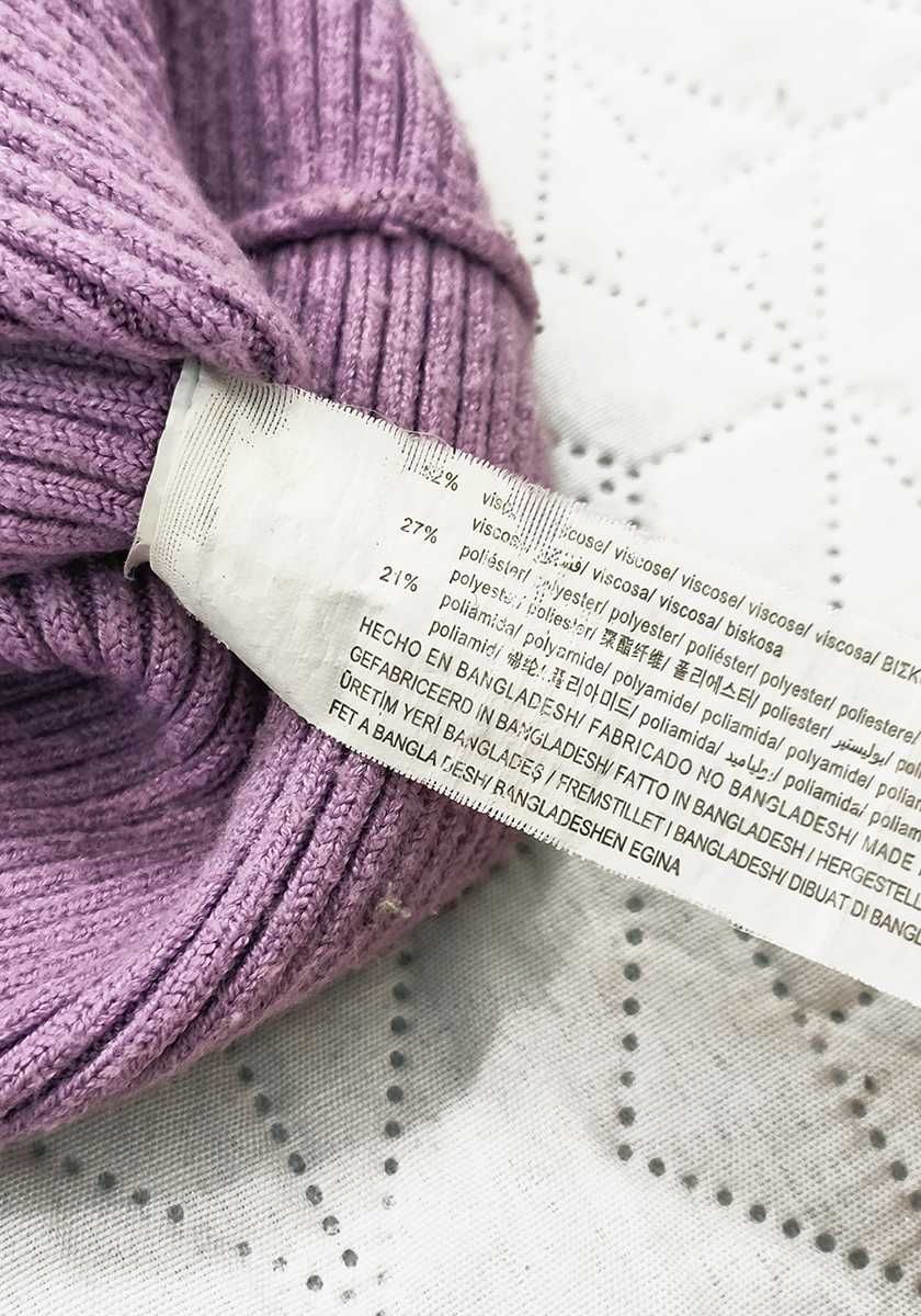 liliowy sweter z dzianiny Bershka XS / S półgolf oversize lawendowy