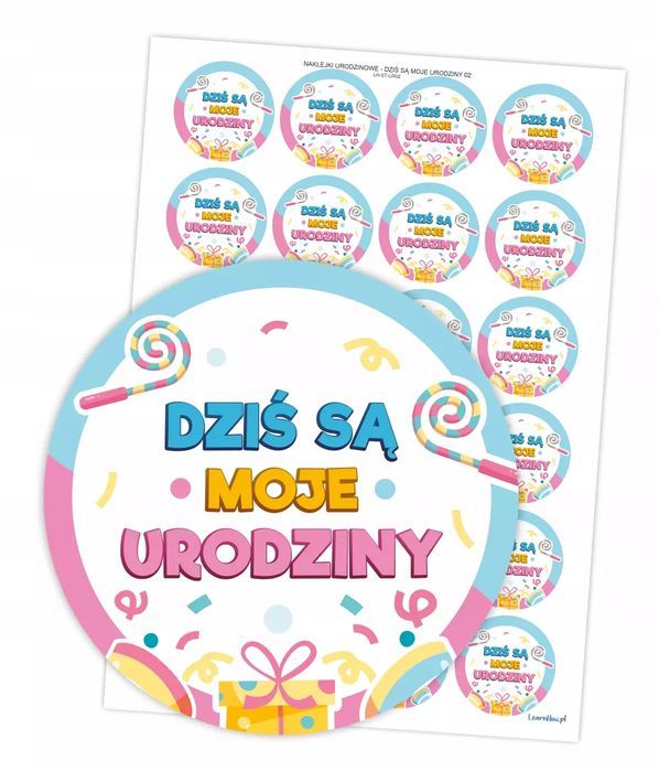 Naklejki urodzinowe - Dziś są moje urodziny 24szt. LearnHow