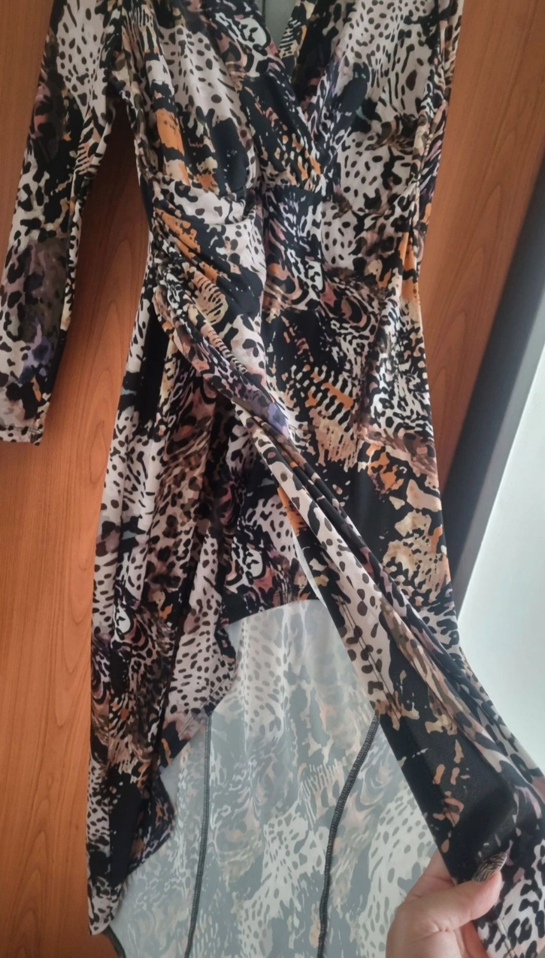 Długa sukienka zwierzęcy print panterka Bodyflirt r. 44 wesele chrzest