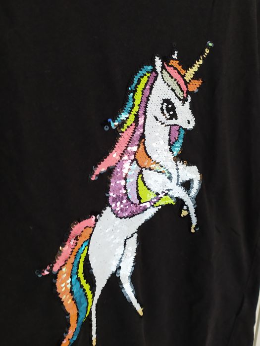 H&M t-shirt z jednorożcem 134/140 cekiny