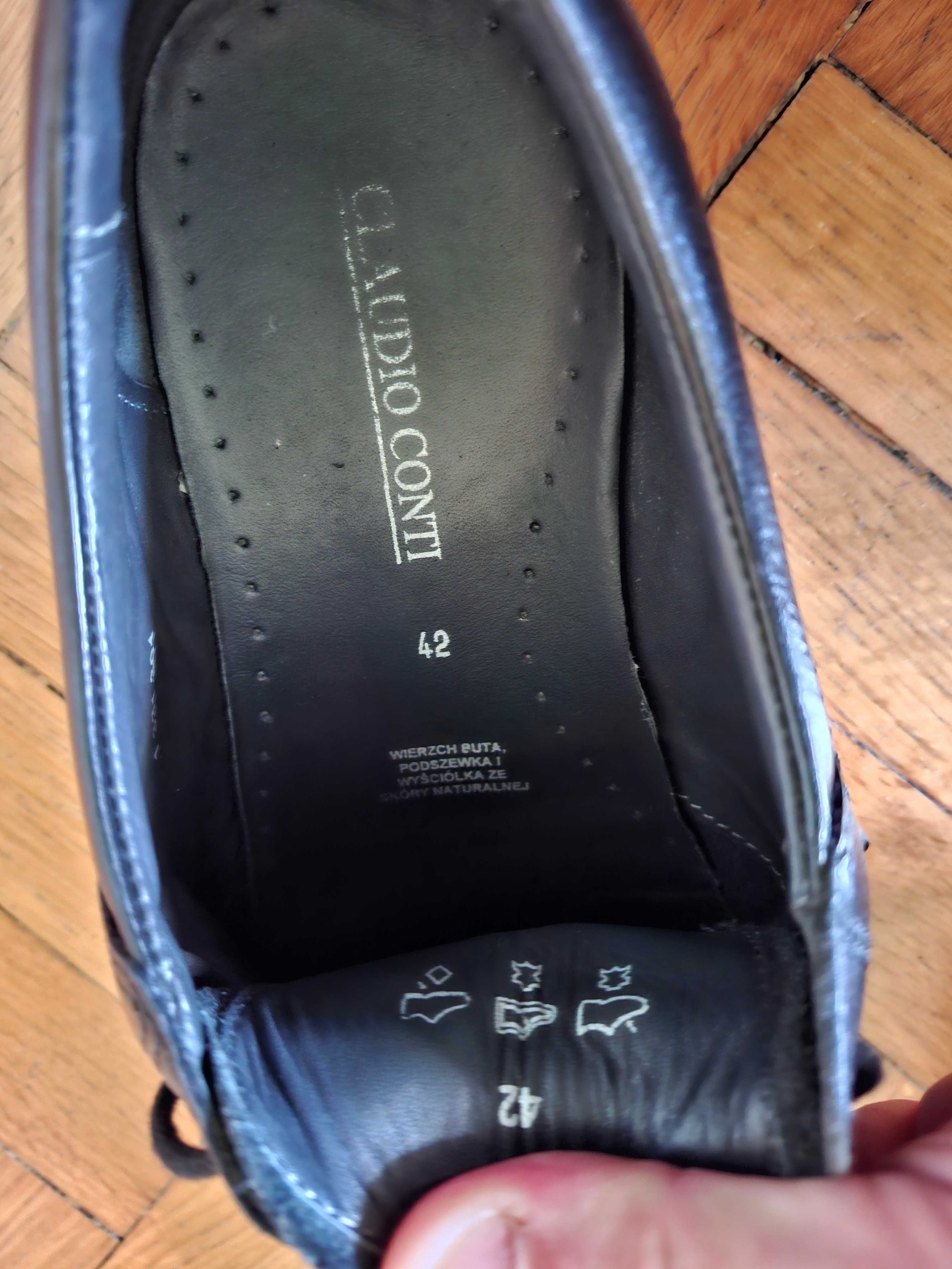 Buty do garnituru okazjonalne skóra czarne rozmiar 42