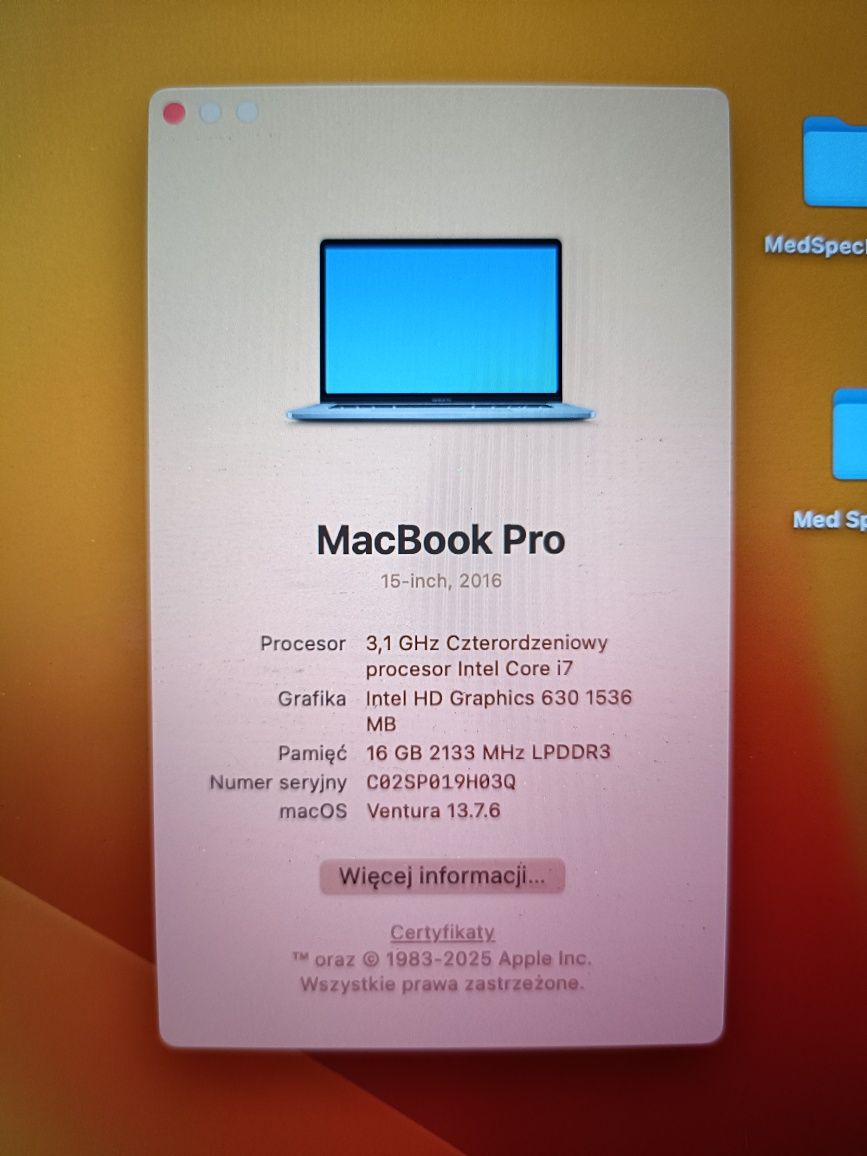 MacBook Pro 15" 2016 3.1Ghz 16GB 1TB