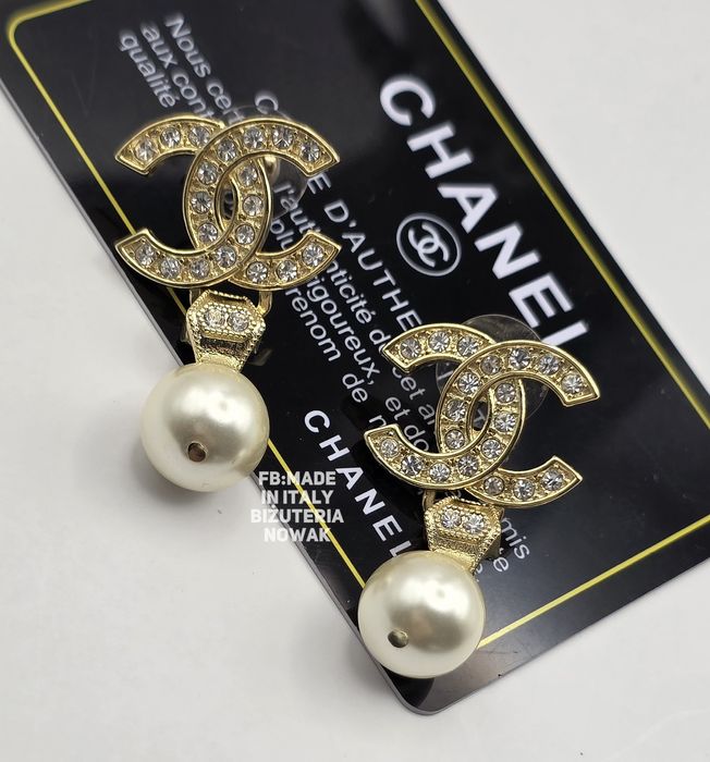 Kolczyki cc sztuczne perły wiszące chanel