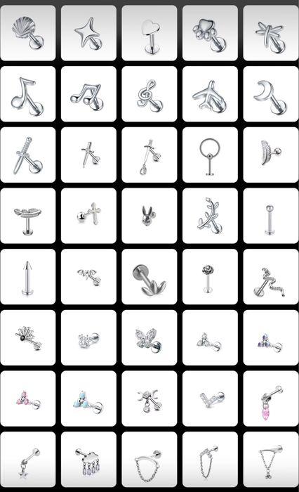 Титановий сріблястий пірсинг лабрет в хрящ пірсинг в ухо