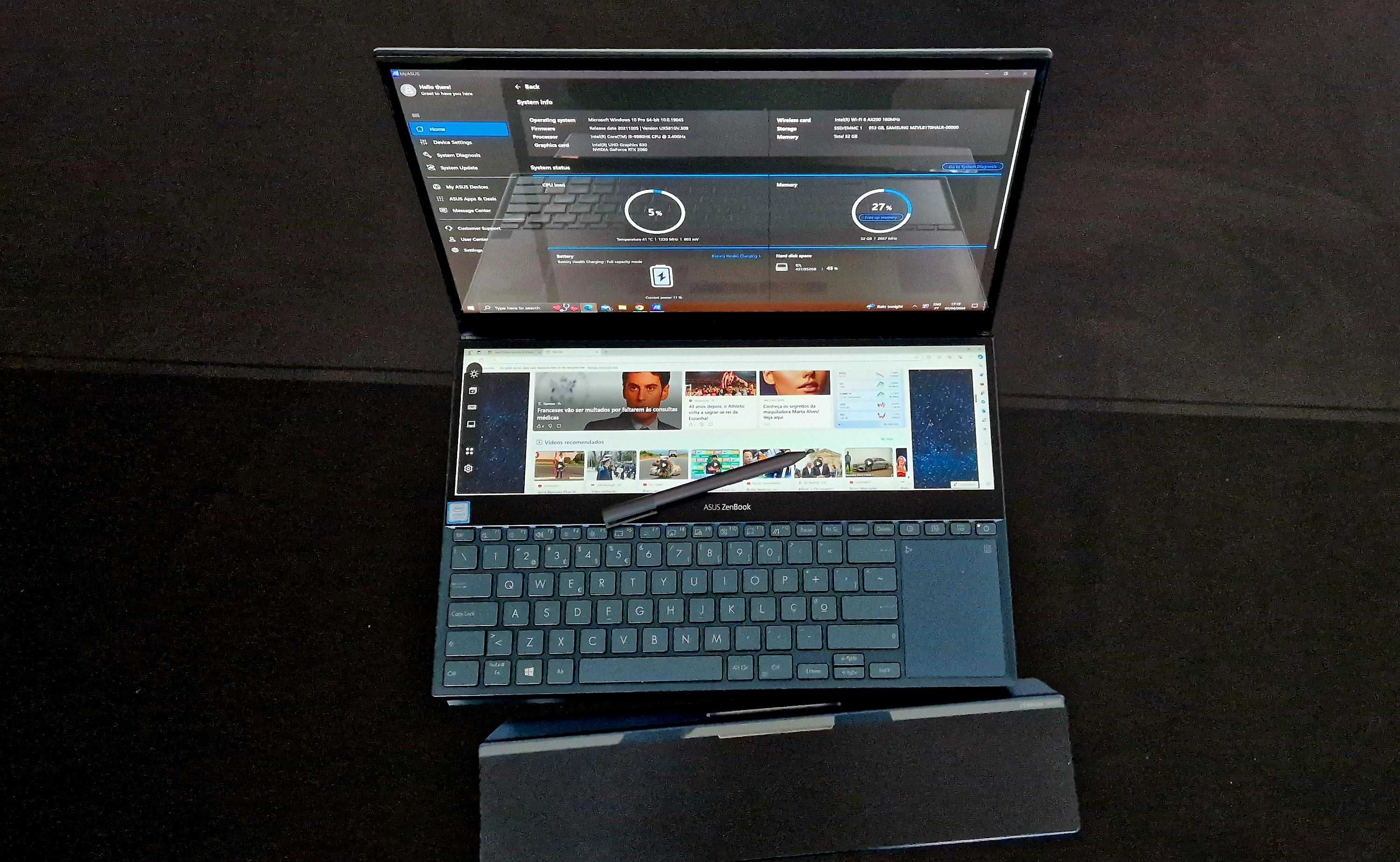 Portátil ASUS ZenBook Pro Duo - melhor portátil com 2 ecrãs