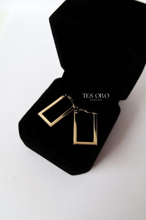 Złote Kolczyki Prostokątne | Próba Złota 585