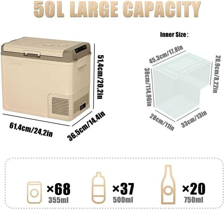 Alpicool GE50 50L Przenośna Lodówka Samochodowa - Chłodziarka 12/24V