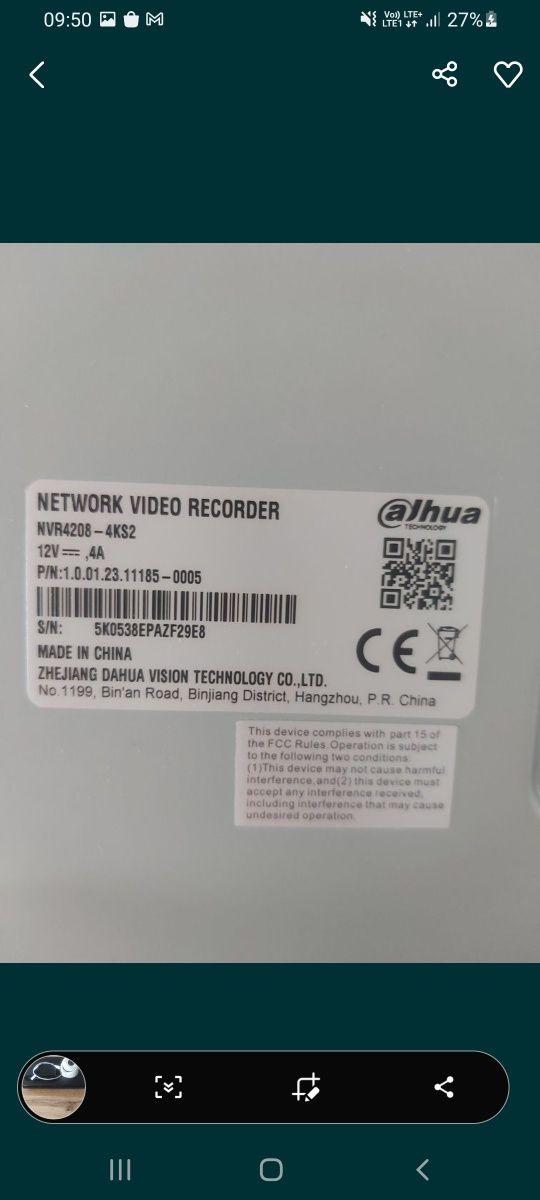 Rejestrator IP Dahua NVR4208-4KS2 na 8 kamer