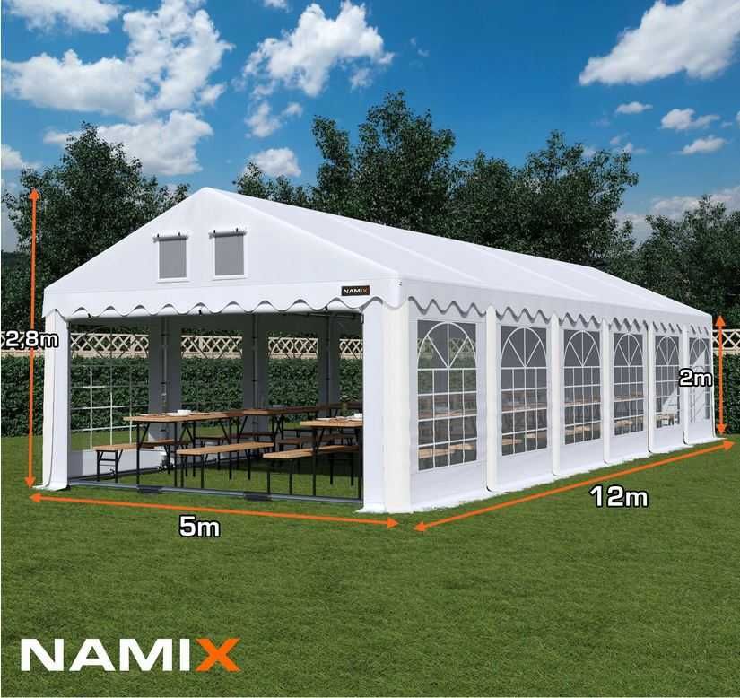 Namiot ROYAL 5x12 ogrodowy imprezowy garaż wzmocniony PVC 560g/m2