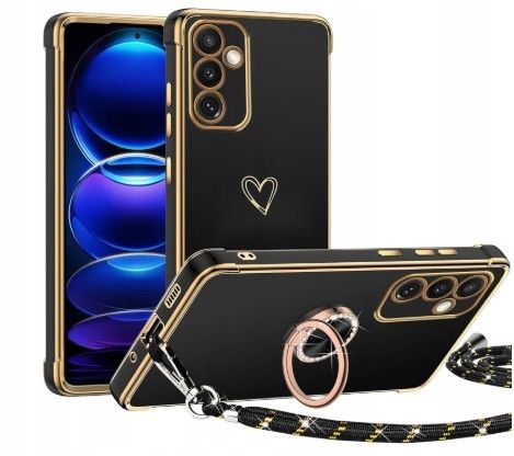 etui tuutpu do samsung galaxy a35 5g, wzór serca, 360° ring stand