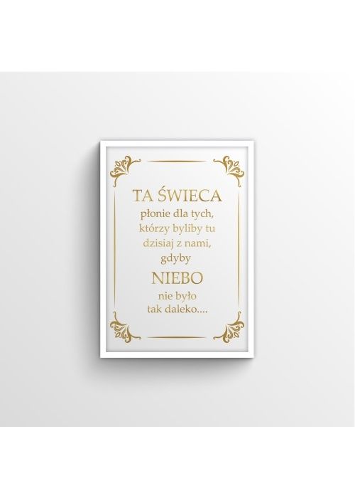 Dekoracja Wesele napis tabliczka Ta świeca płonie dla tych