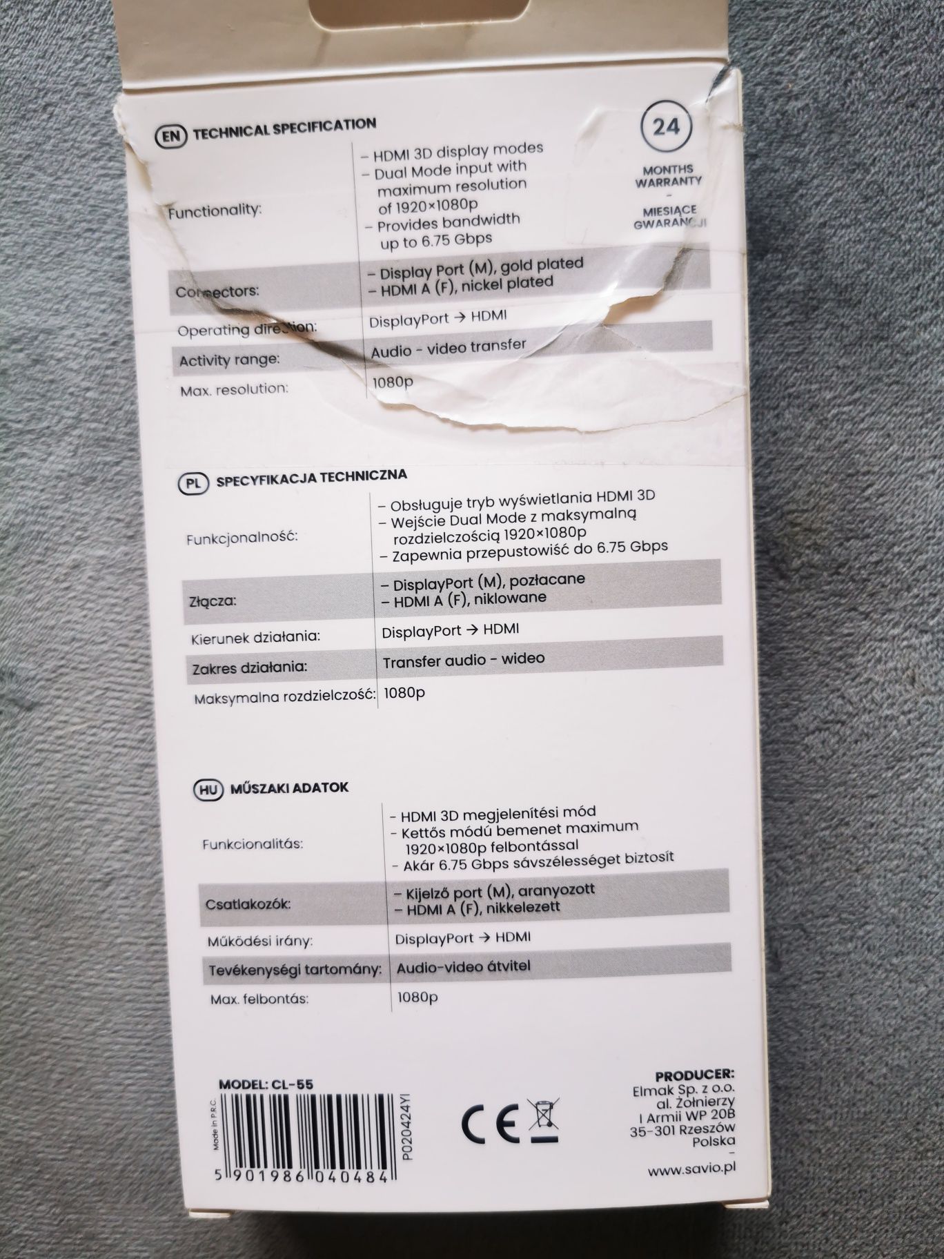 Adapter, przejściówka display port - hdmi