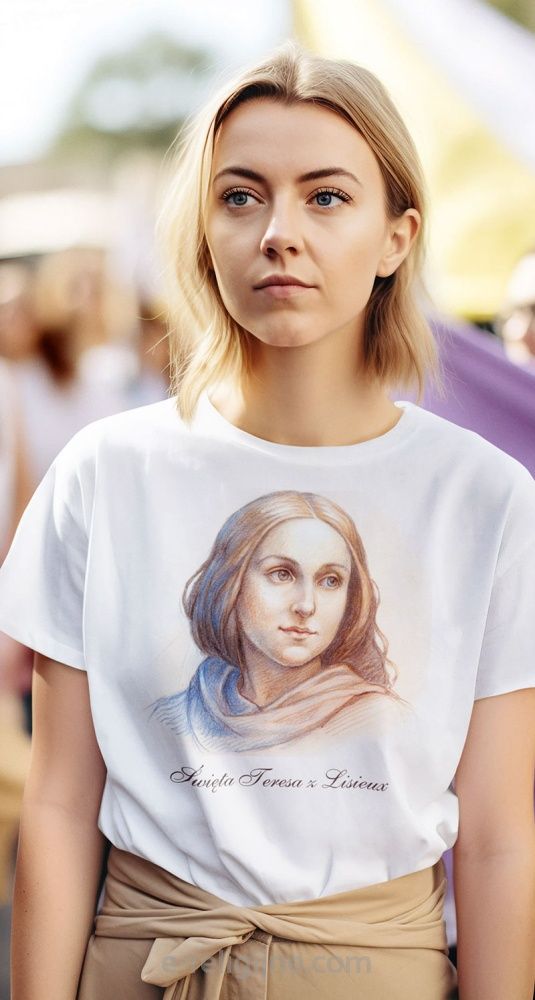 Święta Teresa z Lisieux Mała Teresa - koszulki religijne damska NOWA