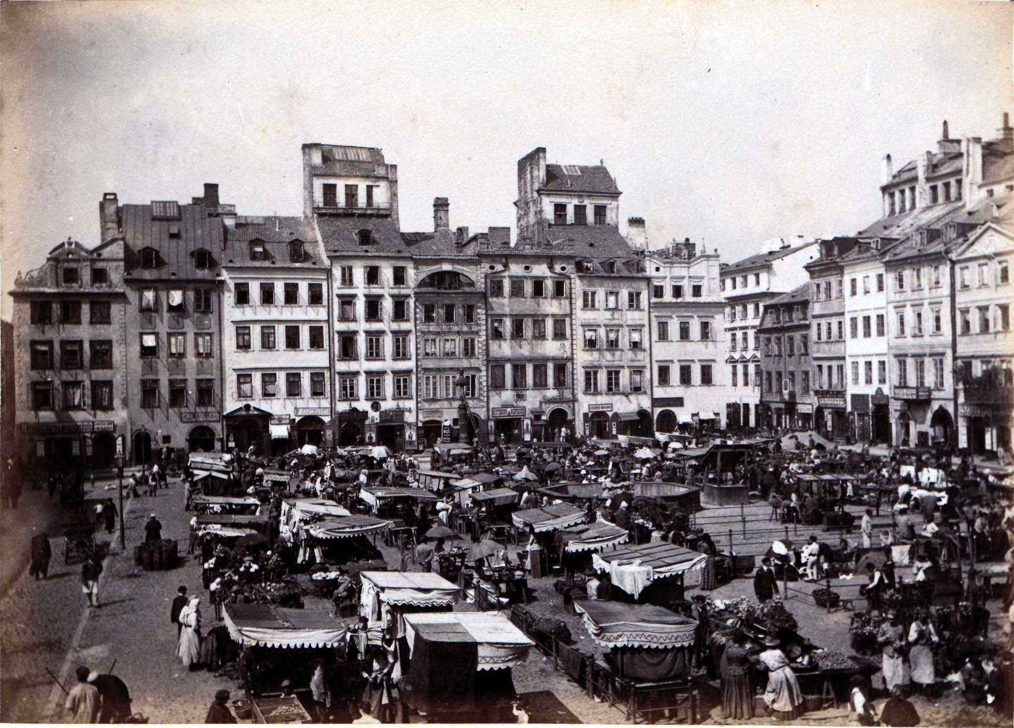 Fotografia Maurycy Pusch Warszawa Targ na Rynku Stare Miasta XIX w.