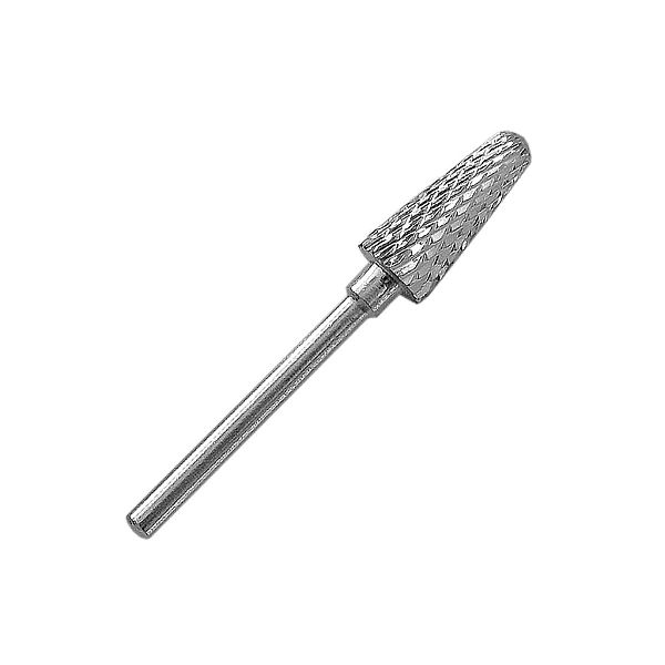 Frez stalowy srebrny - stożek zaokrąglony / Bass Cosmetics