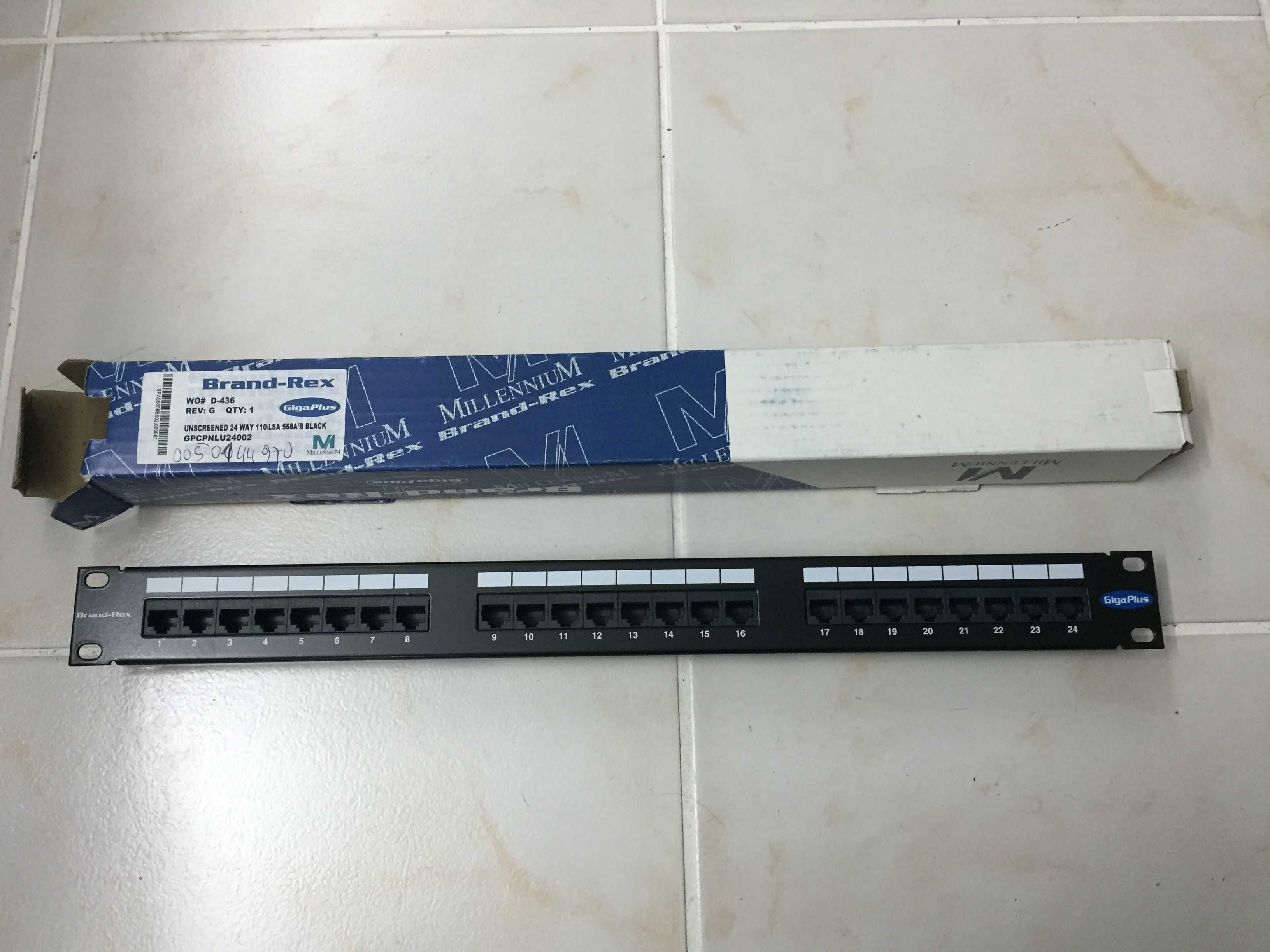 Patch Panel UTP, 24 Portas, da Brand-Rex p/Bastidor Informático