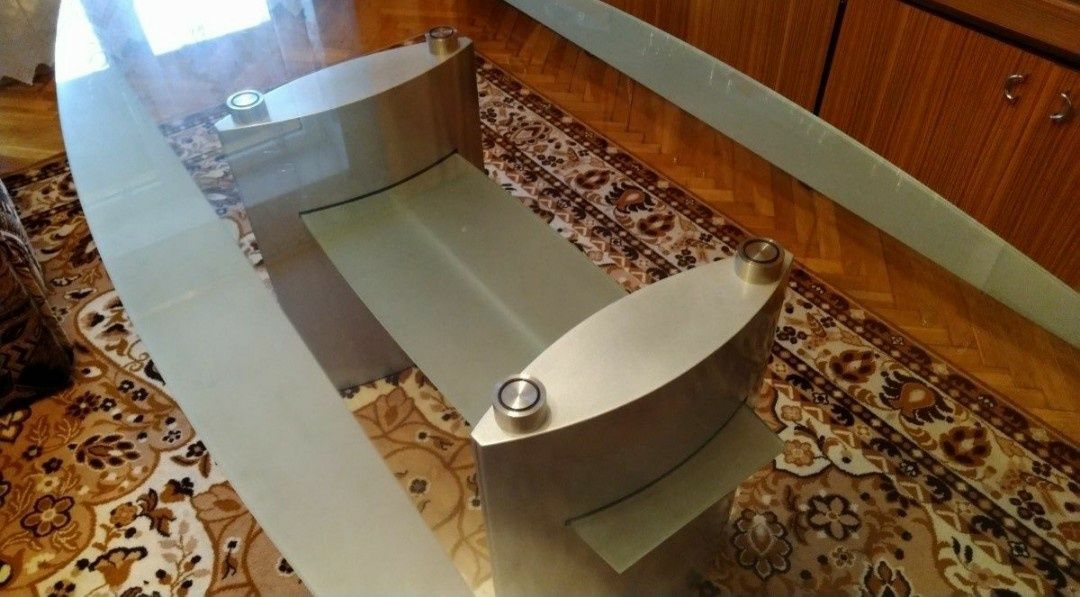 Designerski stół szklano metalowy