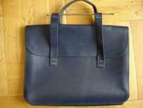 Livepool Leather torebka damska aktówka vintage skóra niebieska granat