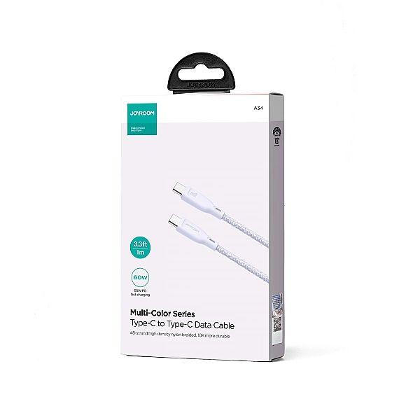 Kabel Joyroom SA34-CC3 USB-C - USB-C PD 60W 480Mb/s 1m - fioletowy