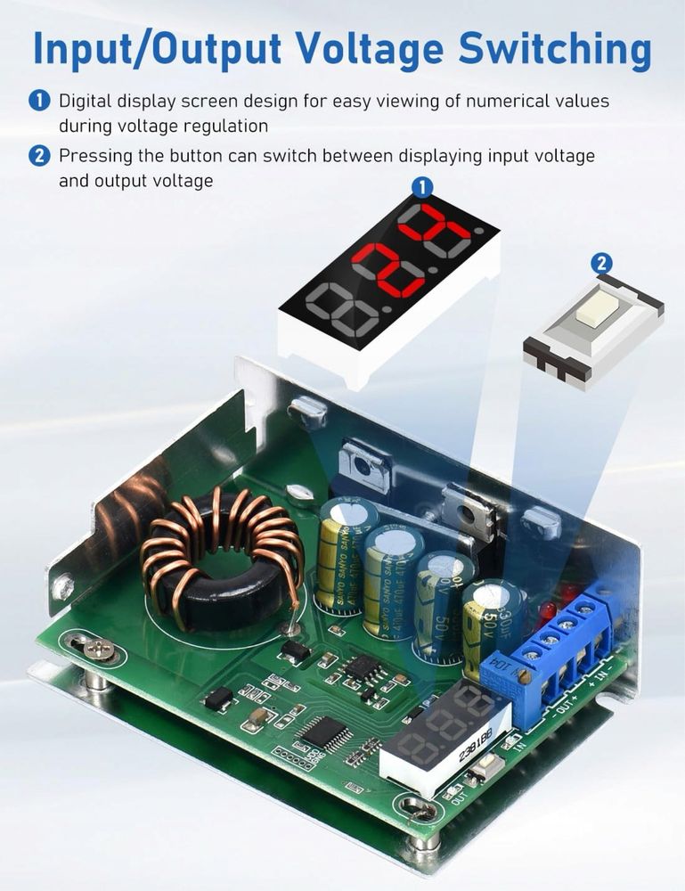DIHOOL Przetwornica podwyższająca napięcie z 12V DC na 24V 36V